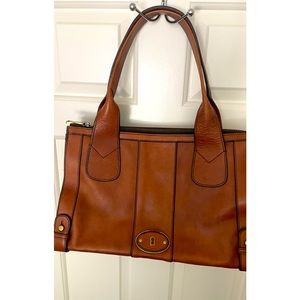 Fossil vintage satchel in brown leather